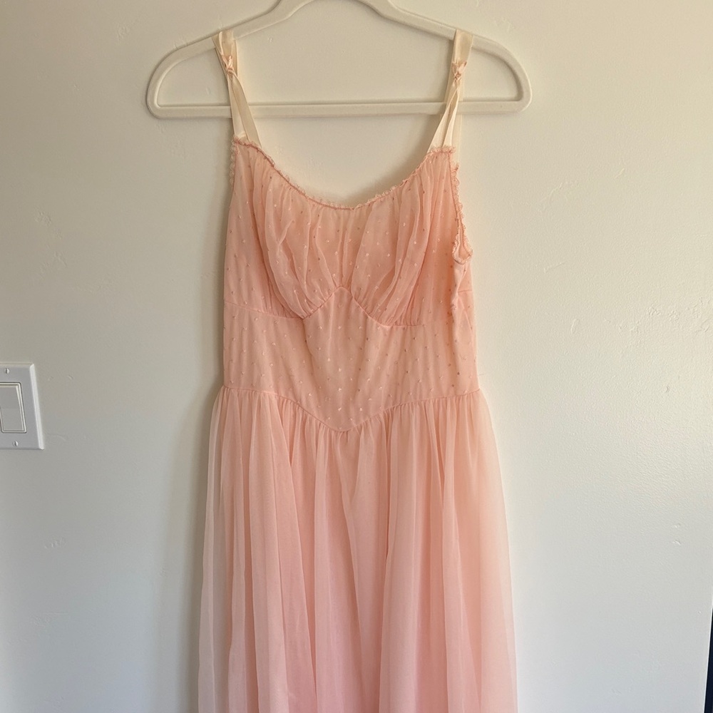 Vintage Vanity Fair Pink Sheer Chemise & Duster Robe Set